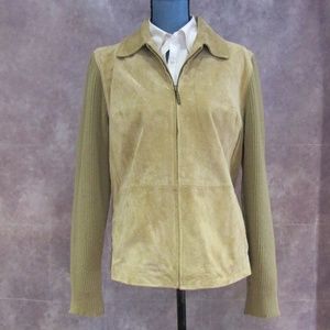 NWOT Rabio 100% Leather Suede & Knit Jacket Size L